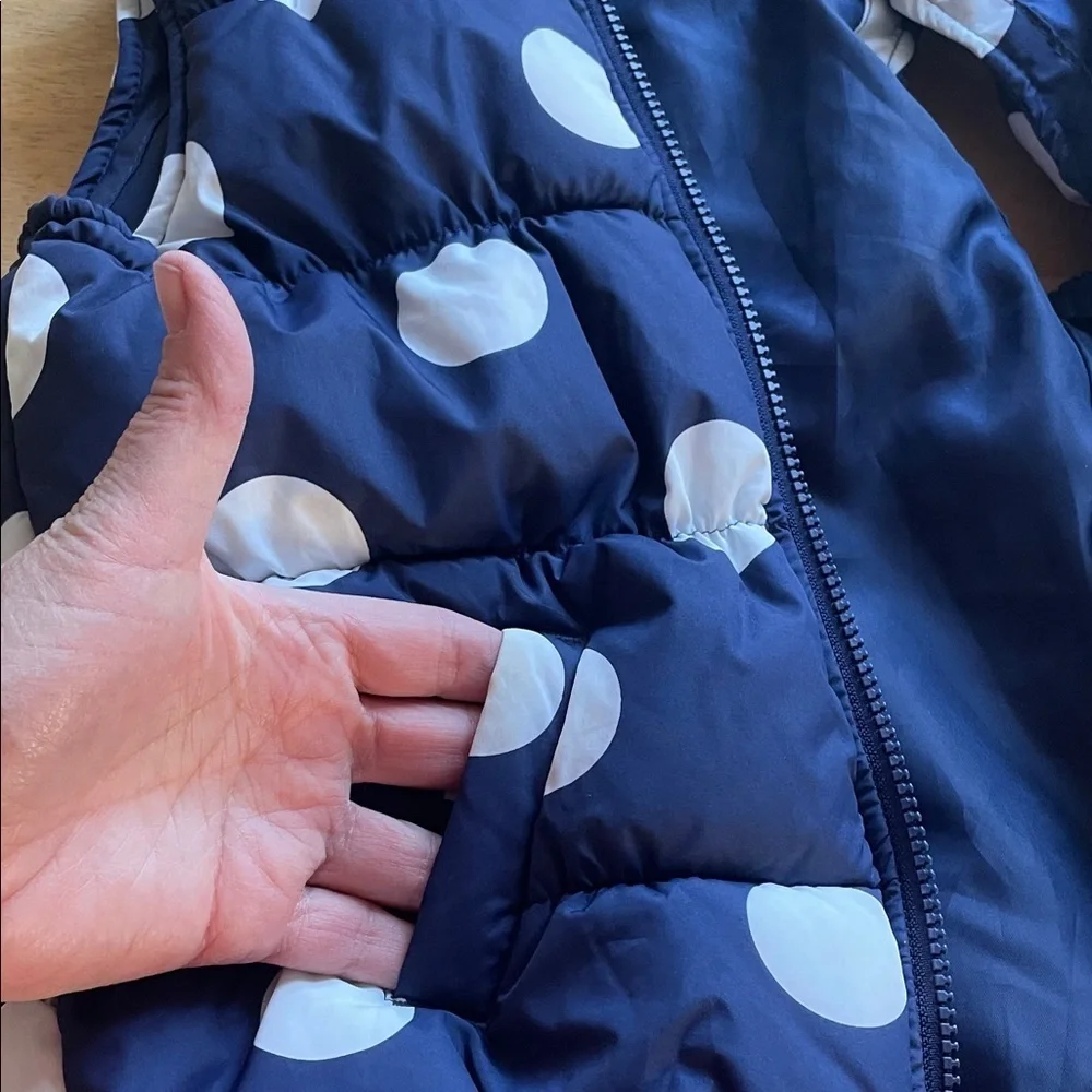 Navy Polka Dot Puffer Vest